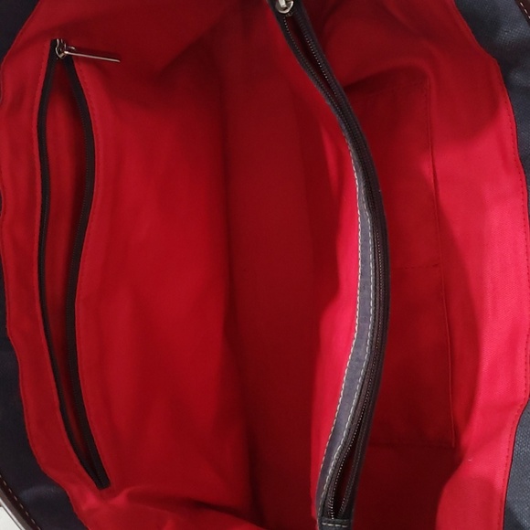 Dooney & Bourke Vintage Tote - Denim Blue Fabric Leather Trim - Picture 7 of 9